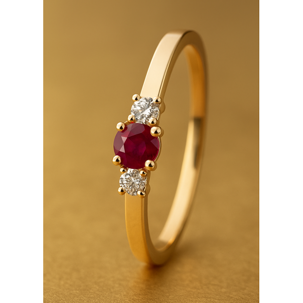14 kt. guldring med rubin og diamanter  eksklusiv rubinring til hende