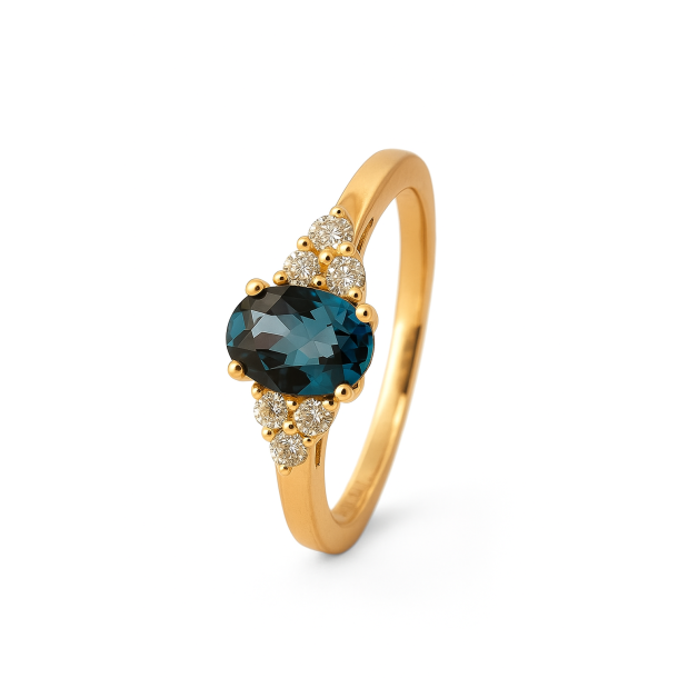 14KT.RING 0,16 W.SI+ LB TOPAS OVAL 