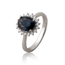 14KT.RING 0,17 W.SI+ SAFIR OVAL 