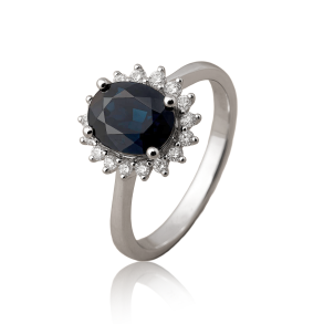 14KT.RING 0,17 W.SI+ SAFIR OVAL 