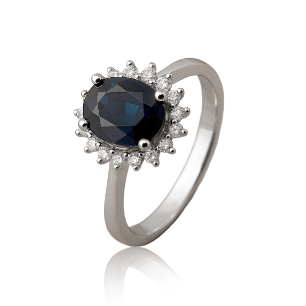 14KT.RING 0,17 W.SI+ SAFIR OVAL 