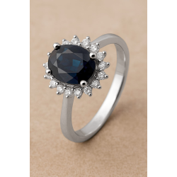 14KT.RING 0,17 W.SI+ SAFIR OVAL 