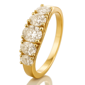 14 Kt Ring med 1ct. Ovale Diamanter