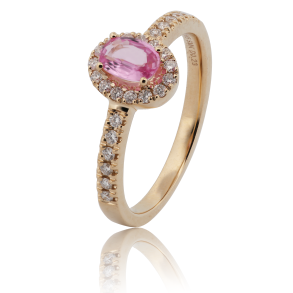 14 Kt Guldring m/Pink Safir & Diamanter