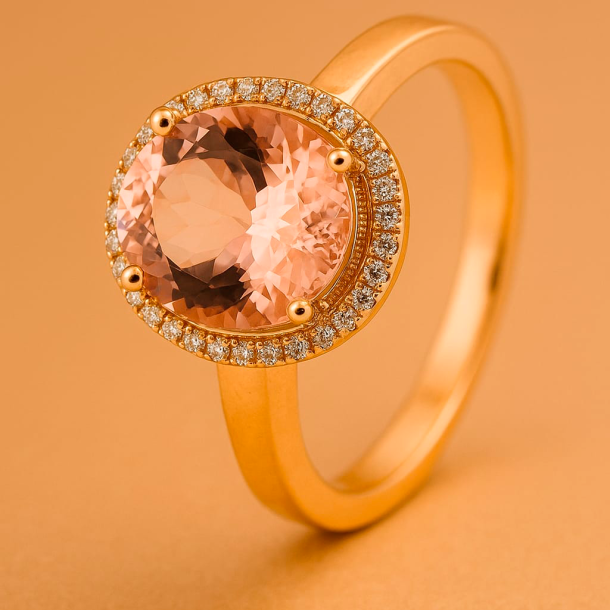 14KT.RING M/PINK MORGANITE /BRILL