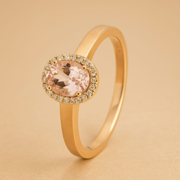14KT.RING 0,07 W.SI+PINK MORGANITE 