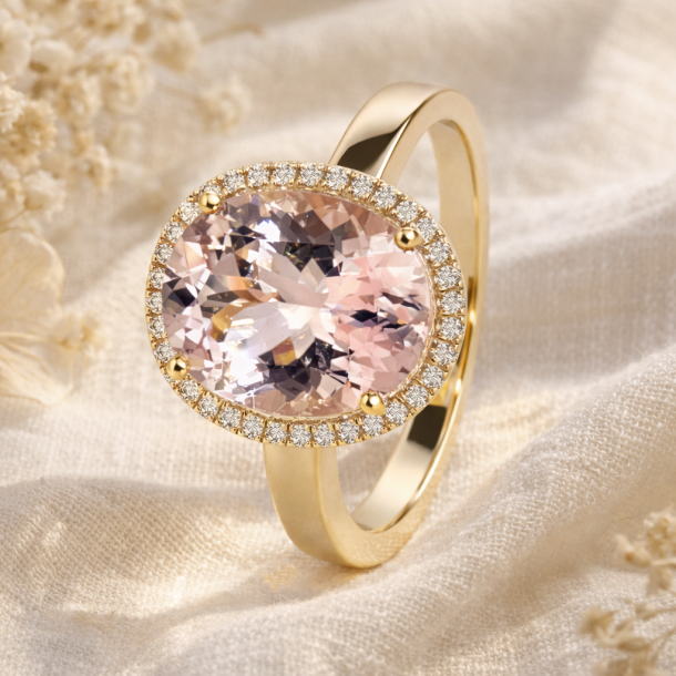 14KT.RING M/PINK MORGANITE /BRILL