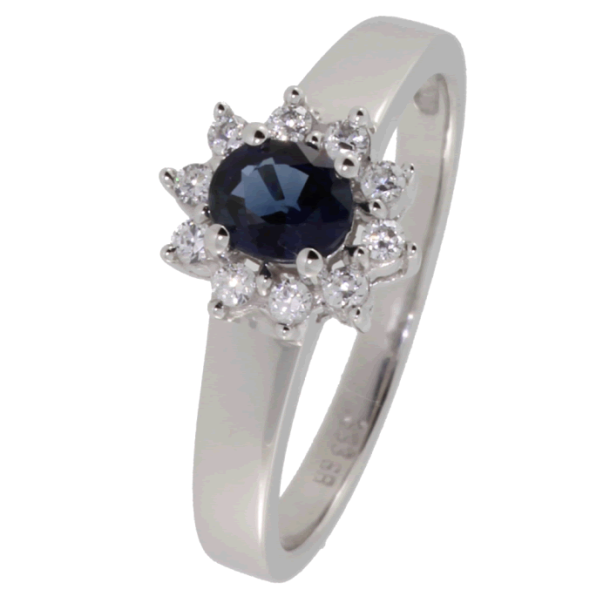 8kt Ring m/0.50ct Safir og Zirkonia 50-70256-1535