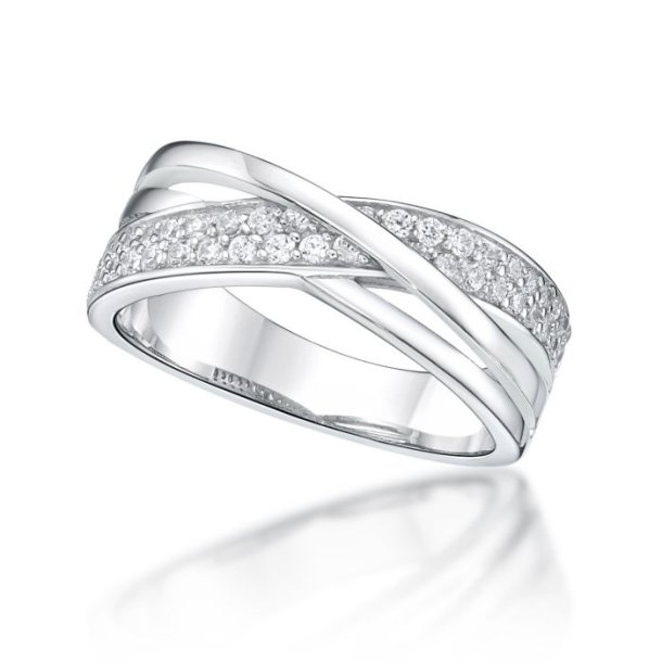 Elegant 8kt Hvidgulds Ring m/Zirkonia