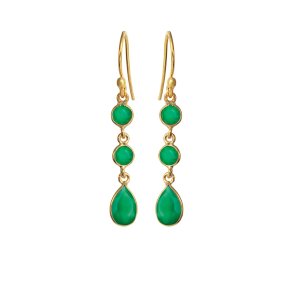 Forgyldte �reringe m/Gr�nne Agater 5266-2-102