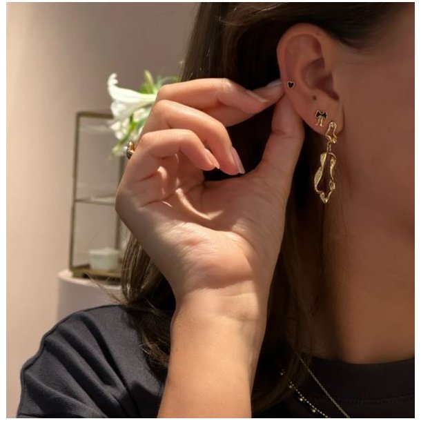 Jeberg Jewellery Petite Bow Forgyldt restikker m. Sort Emalje 52805