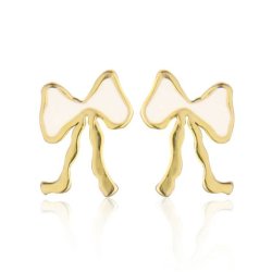 Jeberg Jewellery Petite Bow Forgyldt restikker m. Hvid Emalje 52815