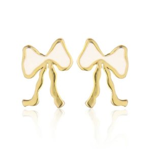 Jeberg Jewellery Petite Bow Forgyldt restikker m. Hvid Emalje 52815