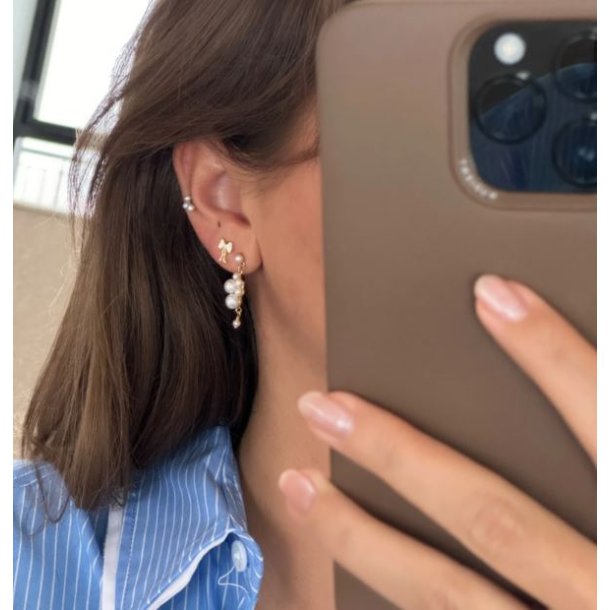 Jeberg Jewellery Petite Bow Forgyldt restikker m. Hvid Emalje 52815