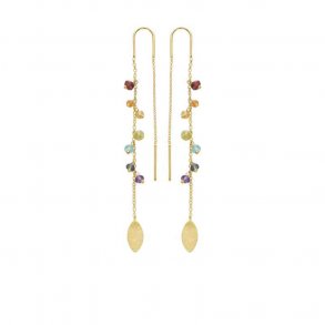 Forgyldte reringe m/Granat, Karneol, Citrin, Peridot, Apatit, Iolit og Ametyst 5617-2-556