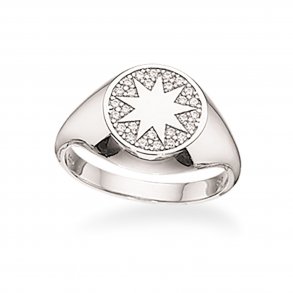 Slv Signet Damering m/Zirkonia 725142