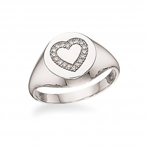 Slv Signet Damering m/Hjerte 725152
