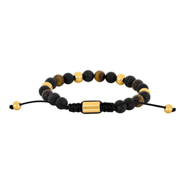 SON Armbnd Fg. m/Sort Agat/Lavasten/Tigerje 80890332800