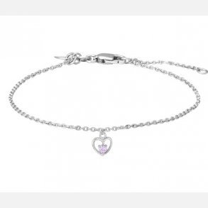 Rhodineret S�lv Armb�nd m/Hjerte 15+2 cm 834 003