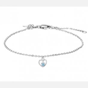 Rhodineret Slv Armbnd m/Hjerte 15+2 cm 834 004