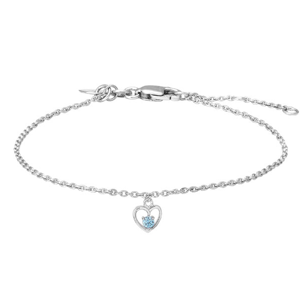 Rhodineret Slv Armbnd m/Hjerte 15+2 cm 834 004