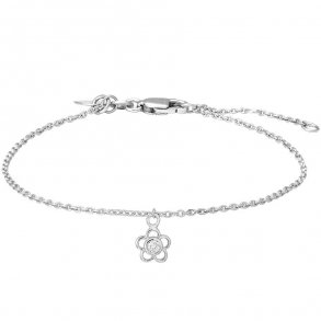 Rhodineret Slv Armbnd m/Blomst 15+2 cm 834 005