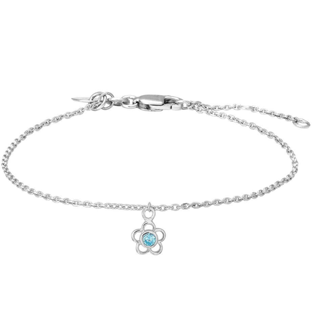 Rhodineret S�lv Armb�nd m/Blomst 15+2 cm 834 007