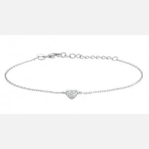 Alma Rhodineret Slv Armbnd m/Hjerte m/Zirkonia 845059