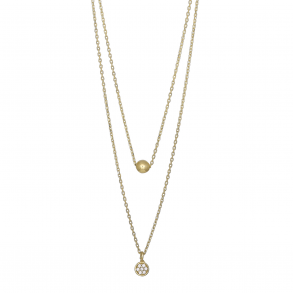 8Kt Guld Collier m/Kugle og Zirkoniavedhng 883 215cz3