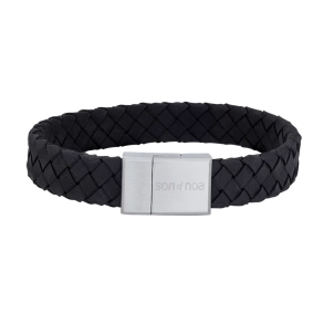 Son of Noa Sort Flettet L�derarmb�nd 897014-BLACK