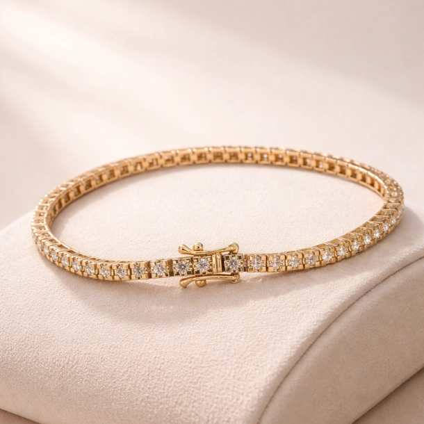 14 Kt Guld Tennis Armb�nd m/2,03 ct TW/SI