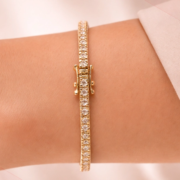 14 Kt Guld Tennis Armb�nd m/2,03 ct TW/SI