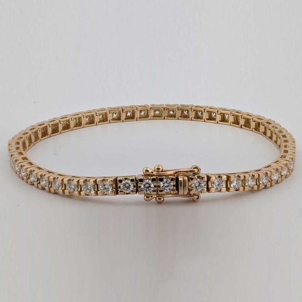 18 Kt Guld Tennis Armbnd m/3,00 Ct TW/SI