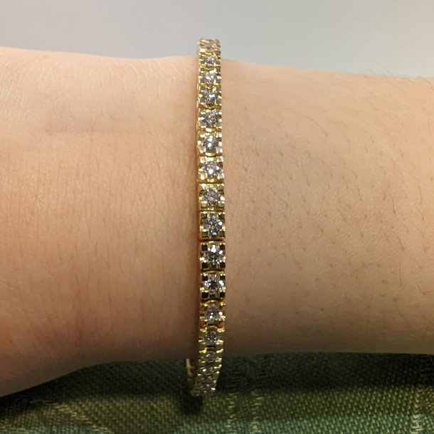 18 Kt Guld Tennis Armbnd m/3,00 Ct TW/SI