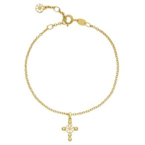 Forgyldt Slv Marguerit Armbnd m. Kors 9015069-M