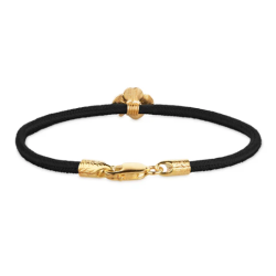 Flora Danica Sort Silkearmbnd m. Forgyldt Slv Firklver 907.FLC-Silk-Black-18-G