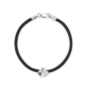 Flora Danica Sort Silkearmb�nd m. S�lv Firkl�ver 907.FLC-Silk-Black-16-S