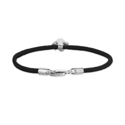 Flora Danica Sort Silkearmb�nd m. S�lv Firkl�ver 907.FLC-Silk-Black-16-S