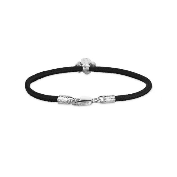 Flora Danica Sort Silkearmb�nd m. S�lv Firkl�ver 907.FLC-Silk-Black-16-S