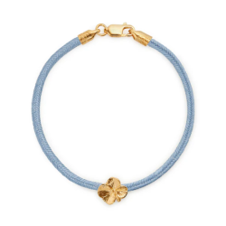 Flora Danica Blt Silkearmbnd m. Forgyldt Slv Firklver 907.FLC-Silk-Blue-18-G
