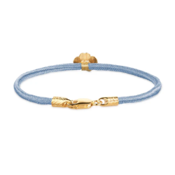 Flora Danica Blt Silkearmbnd m. Forgyldt Slv Firklver 907.FLC-Silk-Blue-18-G