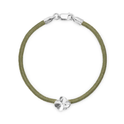 Flora Danica Olivengrnt Silkearmbnd m. Slv Firklver 907.FLC-Silk-Olive-16-S