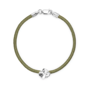 Flora Danica Olivengrnt Silkearmbnd m. Slv Firklver 907.FLC-Silk-Olive-16-S