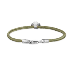 Flora Danica Olivengrnt Silkearmbnd m. Slv Firklver 907.FLC-Silk-Olive-16-S