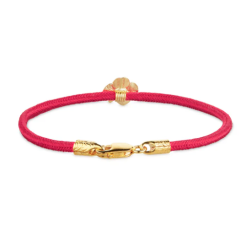 Flora Danica Rdt Silkearmbnd m. Forgyldt Slv Firklver 907.FLC-Silk-Red-18-G