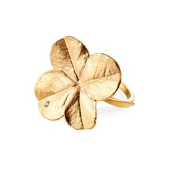 Flora Danica Firklver Forgyldt Slvring m/Zirkonia 907.FLC-StRi-G-54