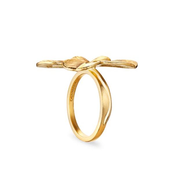 Flora Danica Firklver Forgyldt Slvring m/Zirkonia 907.FLC-StRi-G-54