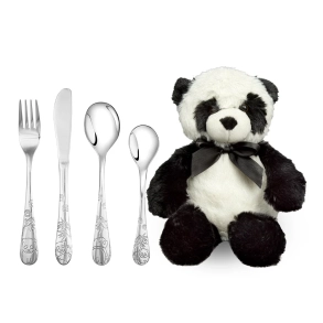 Zilverstad Rustfrit St�lbestik m/Pandamotiver & Bamse 93002527007