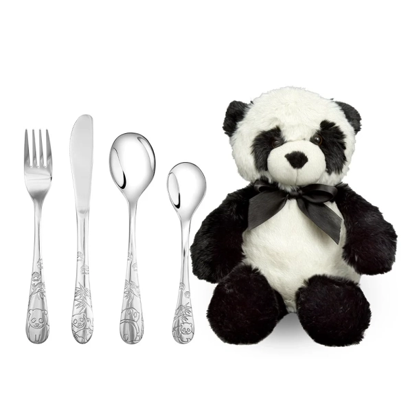 Zilverstad Rustfrit St�lbestik m/Pandamotiver &amp; Bamse 93002527007