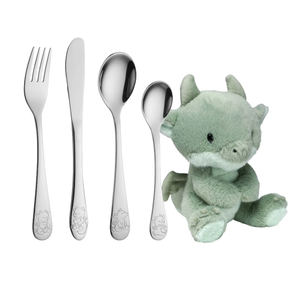 Zilverstad B�rnebestik Rustfrit St�l m/Dragemotiver &amp; Bamse 93002527016